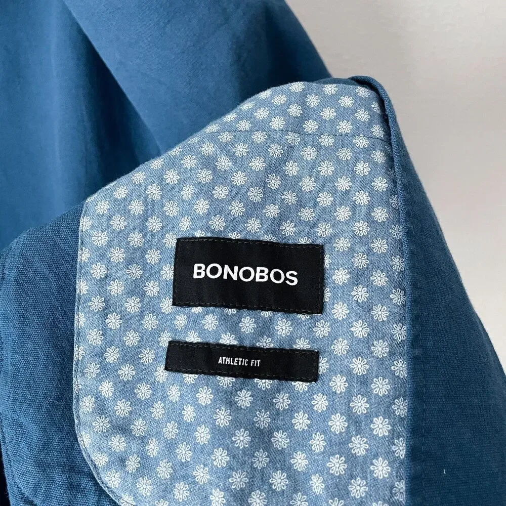 Bonobos Stretch Cotton Chore Blazer Athletic Fit 40R Blue Garment Dye Unlined